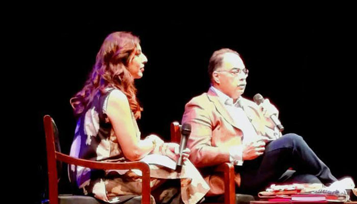 Renowned banker Zafar Masud’s (right) seen on his book Seat 1C's launching event at the National Academy of Performing Arts (NAPA).— Facebook@mowais.qureshi.75/File