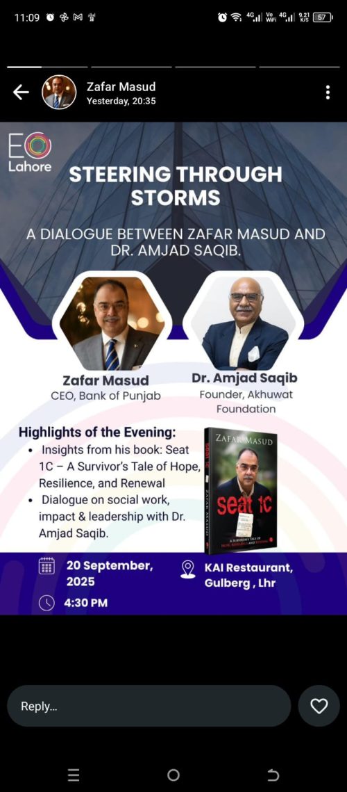 Steering through Storms — A Dialogue Between Zafar Masud and Dr Amjad Saqib
